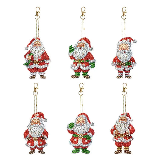 Santa Claus 6pcs DIY Diamond Painting Keychains
