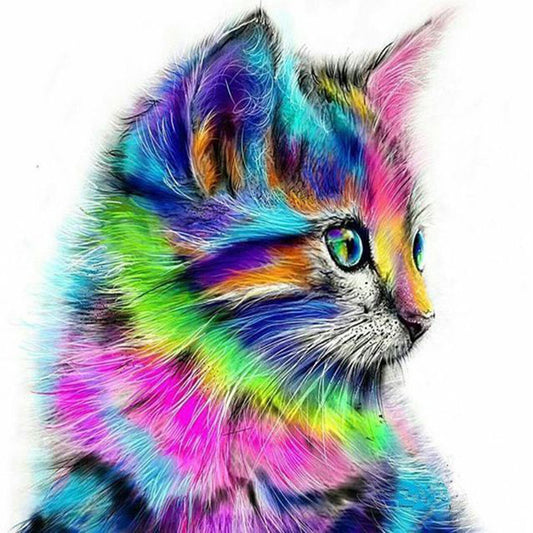 Kit de pintura de diamantes de gato colorido para niños