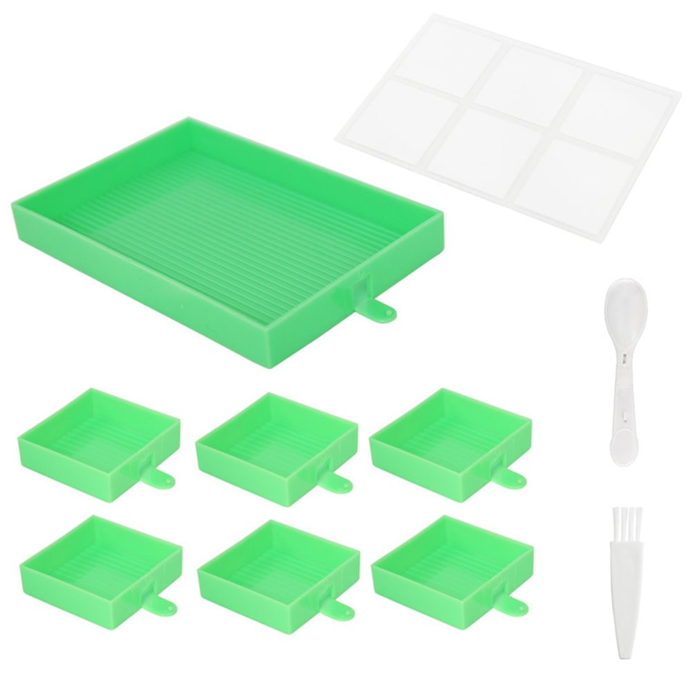 diamond painting beads storage tray kit with lid green