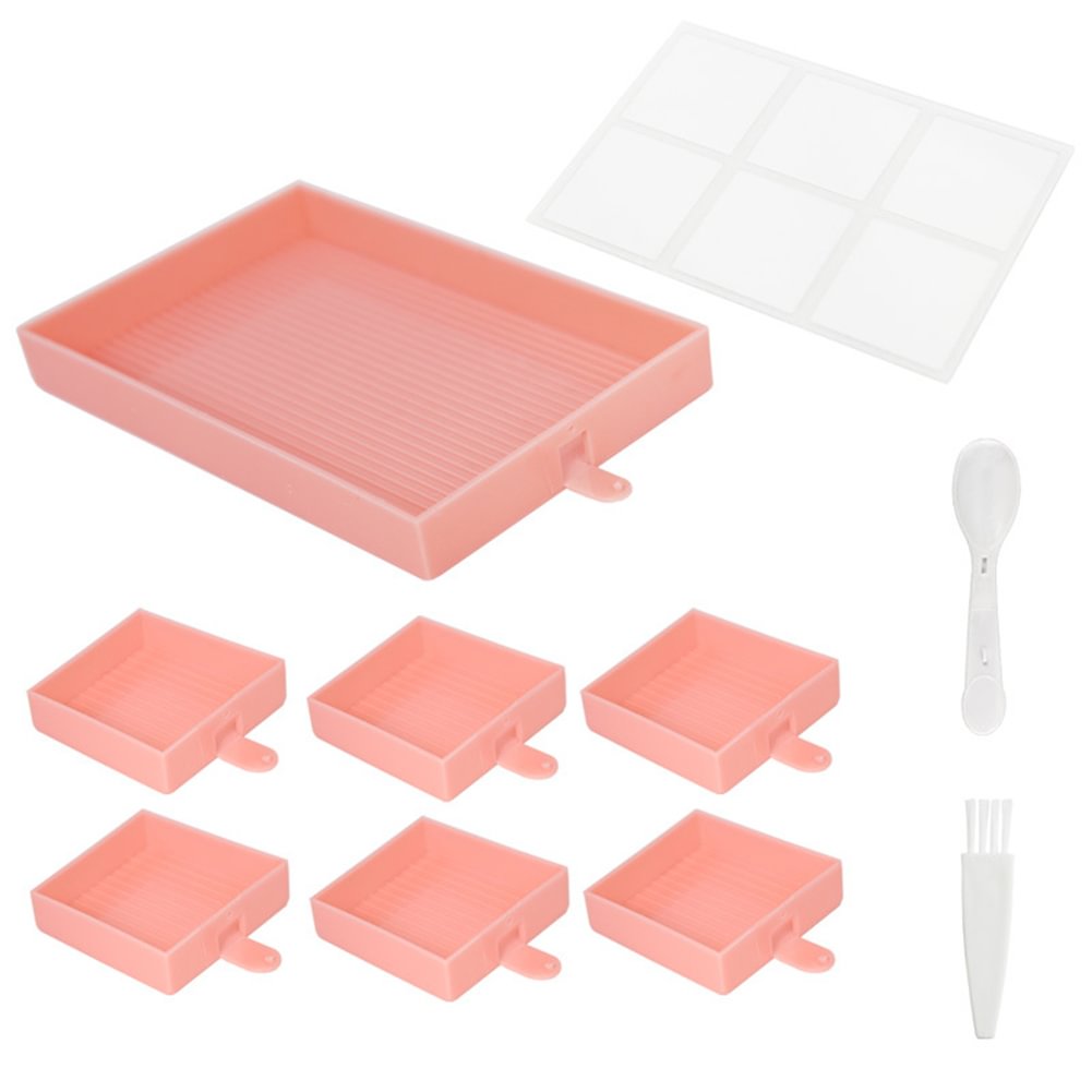 diamond painting beads storage tray kit with lid pink