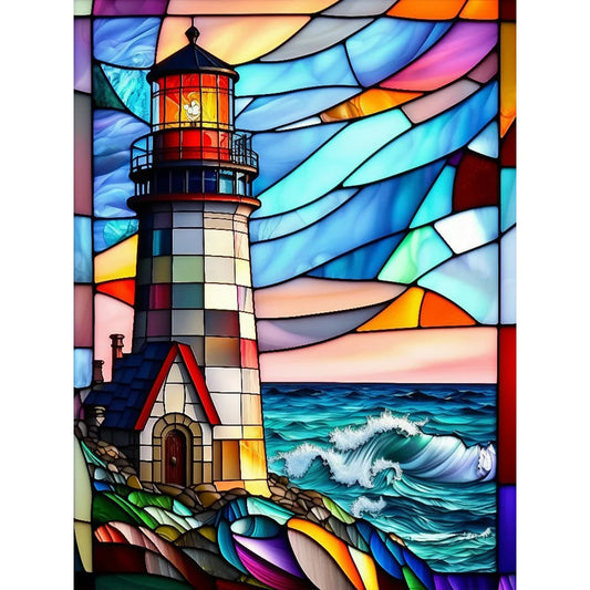 Diamond Painting - Full Round / Square  - Stained Glass Lighthouse