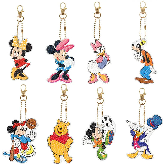 8pcs DIY Mickey Mouse Clubhouse Diamond Painting Keychains / Bag Pendants
