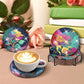 8PCS Rose Flower DIY Special Shaped Diamond Painting Coaster (With Stand)