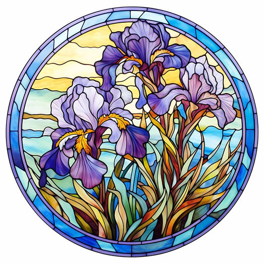 Diamond Painting - Full Round / Square  - Stained Glass Flower