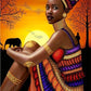Hermosa mujer africana | Kits de pintura de diamantes redondos completos 