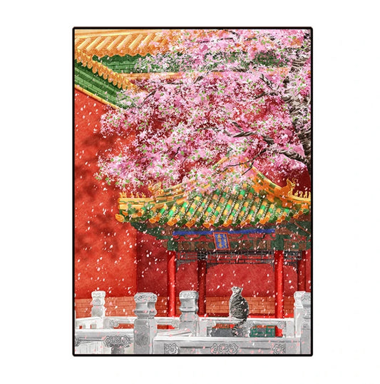 5D DIY AB Drill Diamond Painting Kit - Small Pavilion in the Forbidden City｜Canvas Size: 50 X 65cm、60 X 79cm