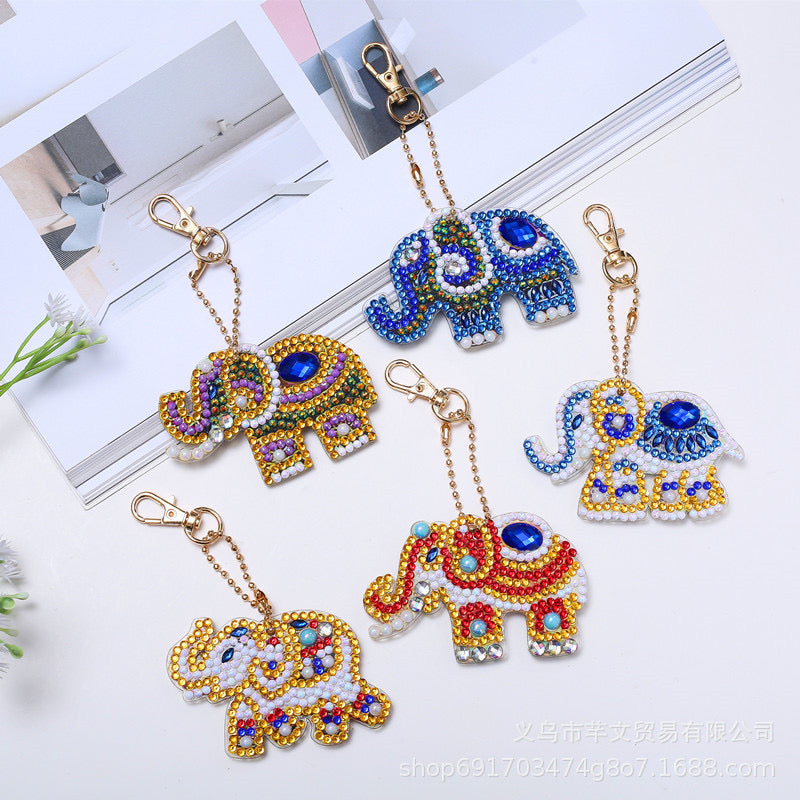 5pcs DIY Diamond Painting Keychains - Elephant