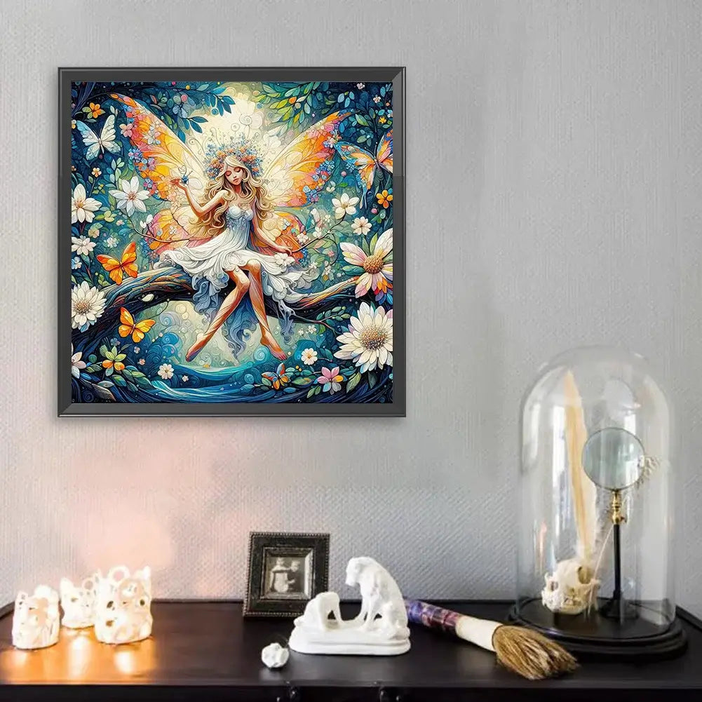 angel on branch diamond painting