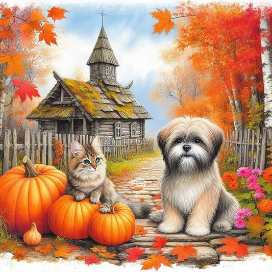 autumn pets diamond art kit