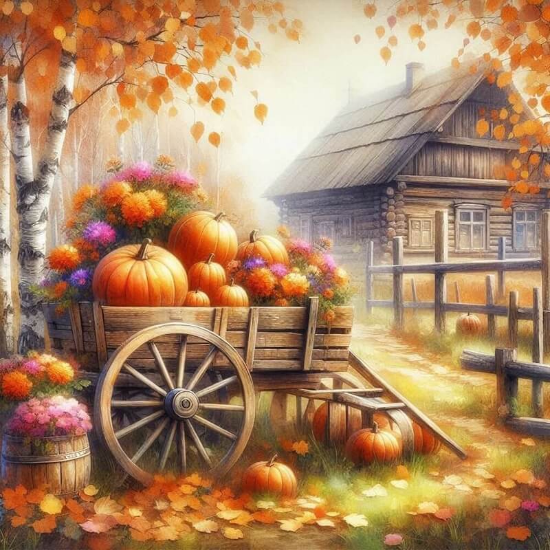 Autumn Pumpkin diamond art kit