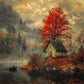 Autumn Village Landscape Diamond Painting