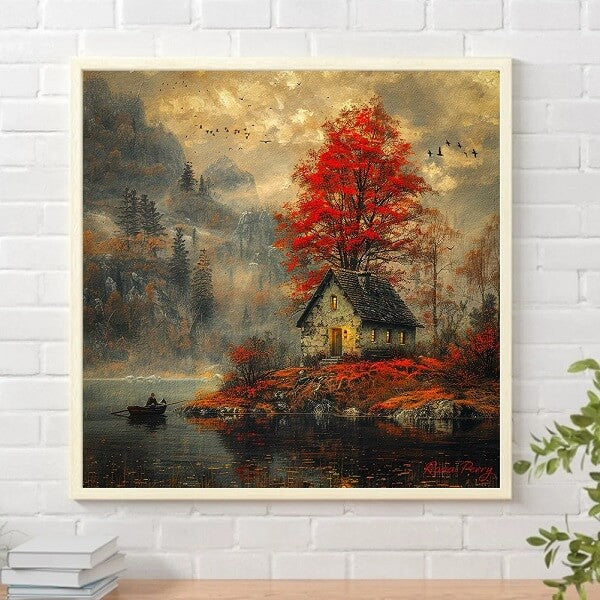 Autumn Village Landscape Diamond Painting Kit