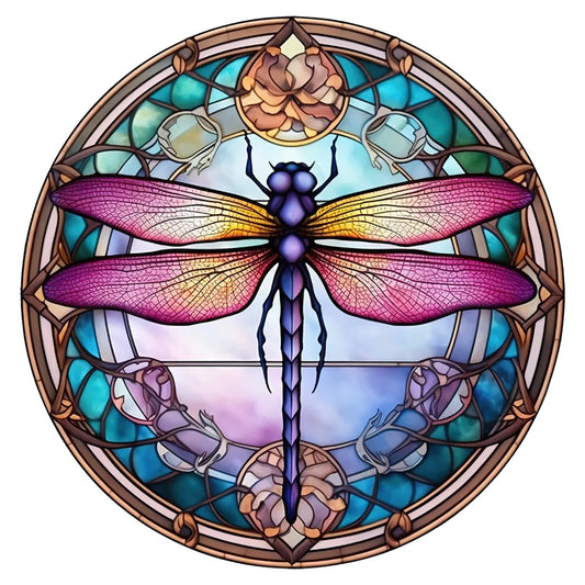 Diamond Painting - Full Round / Square - Stained Glass Dragonfly C