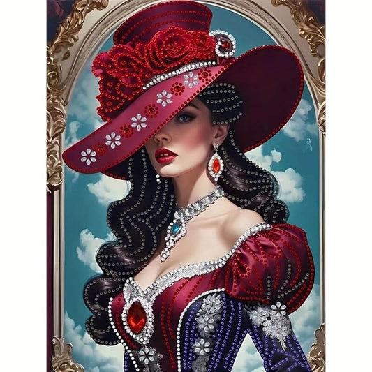 beauty in red hat diamond art kit