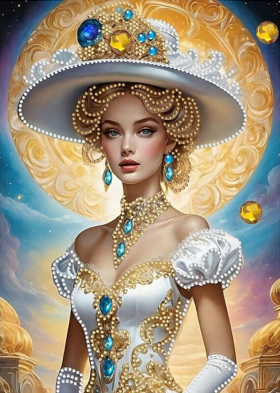 Beauty In White Hat Diamond Art Kit