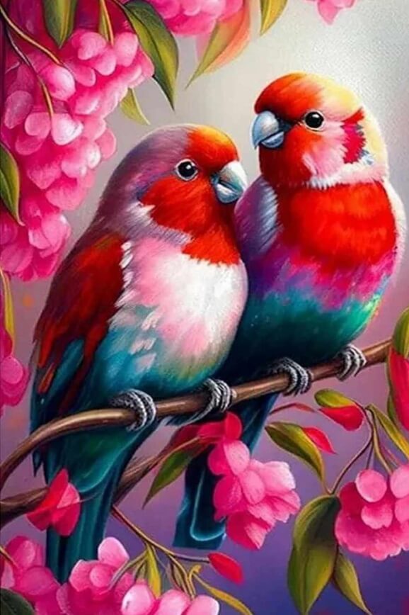 5D DIY Red Birds Diamond Painting Kit For Home Wall Decor