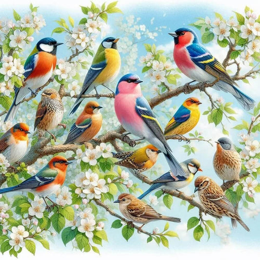 birds on branch diamond art kit