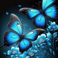 5D DIY Diamond Painting - Full Round / Square - Blue Butterflies And Flowers