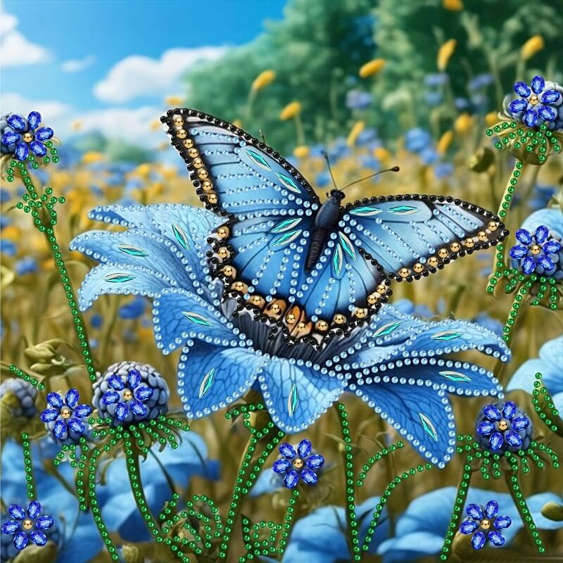 Blue Butterfly Diamond Art Kit