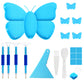 Blue Butterfly Shaped Diamond Painting Beads Trays And Drill Pens Kit A