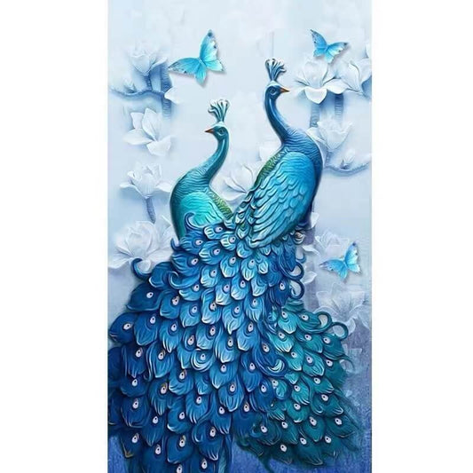 blue peacocks crystal diamond painting kit