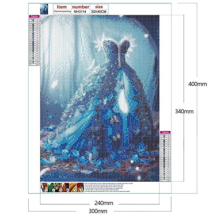 blue wedding dress 5d diamond painting kit