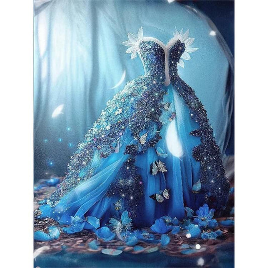 blue wedding dress diamond painting kit