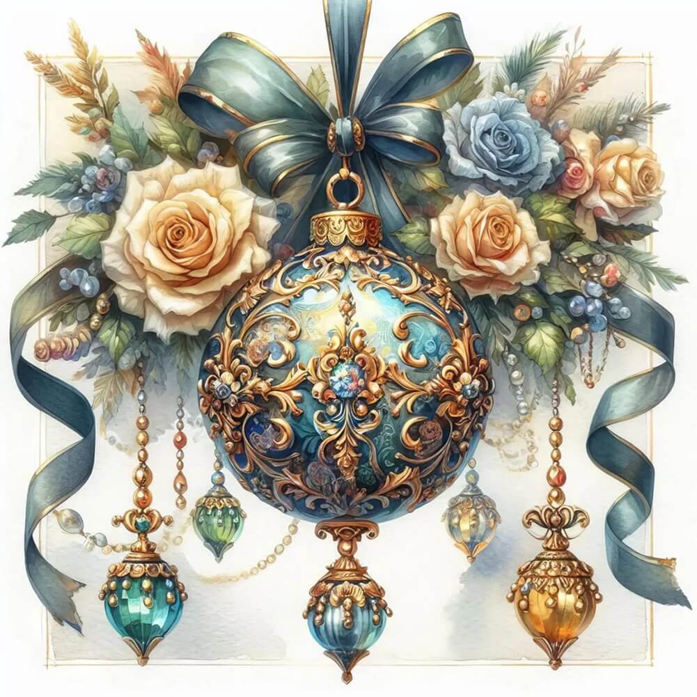 blue xmas ball diamond art kit