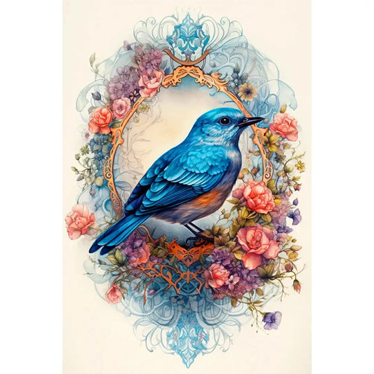 bluebird on flowers diy diamond painting kit
