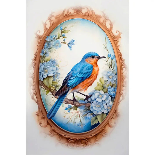 Blue Bird On Flowers 5D DIY Diamond painting