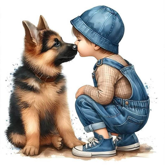 boy and dog diamond art kit