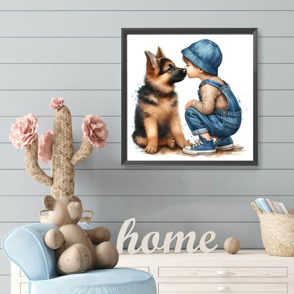 boy and dog diamond painting kits