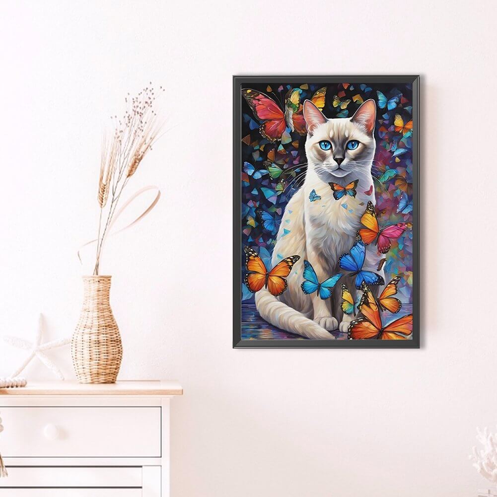 butterfly and cat diamond painting