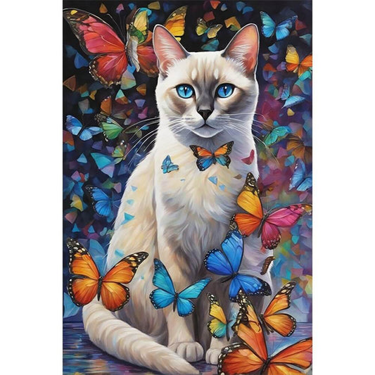 5D DIY Diamond Painting Kit - Full Round / Square - Butterfly and Cat B