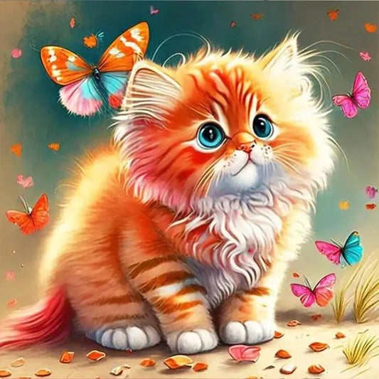 5D DIY Diamond Painting - Full Round / Square - Butterfly And Kitten