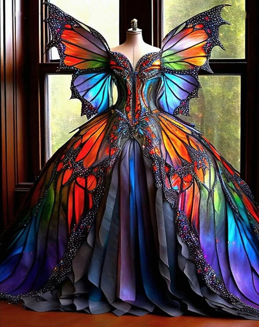 5D DIY Butterfly Dress Diamond Painting 