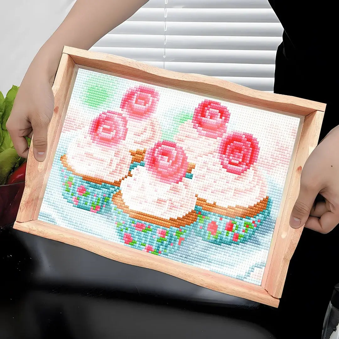 DIY Cakes Diamond Painting Decor Wooden Food Tray kit