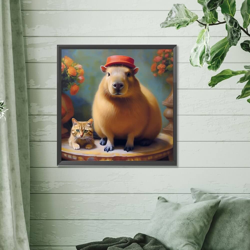 Capybara and Cat 5D DIY Diamond Painting