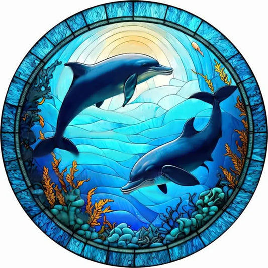 Sunset Dolphins Diamond Painting  Animal DIY Rhinestone Cross Stitch –  Diamond Paintings Store
