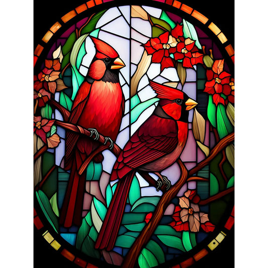 cardinal stained glass diamond painting