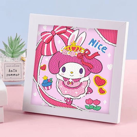 My Melody Cartoon Diamond Painting Kit For Kids With/ Without Frame B