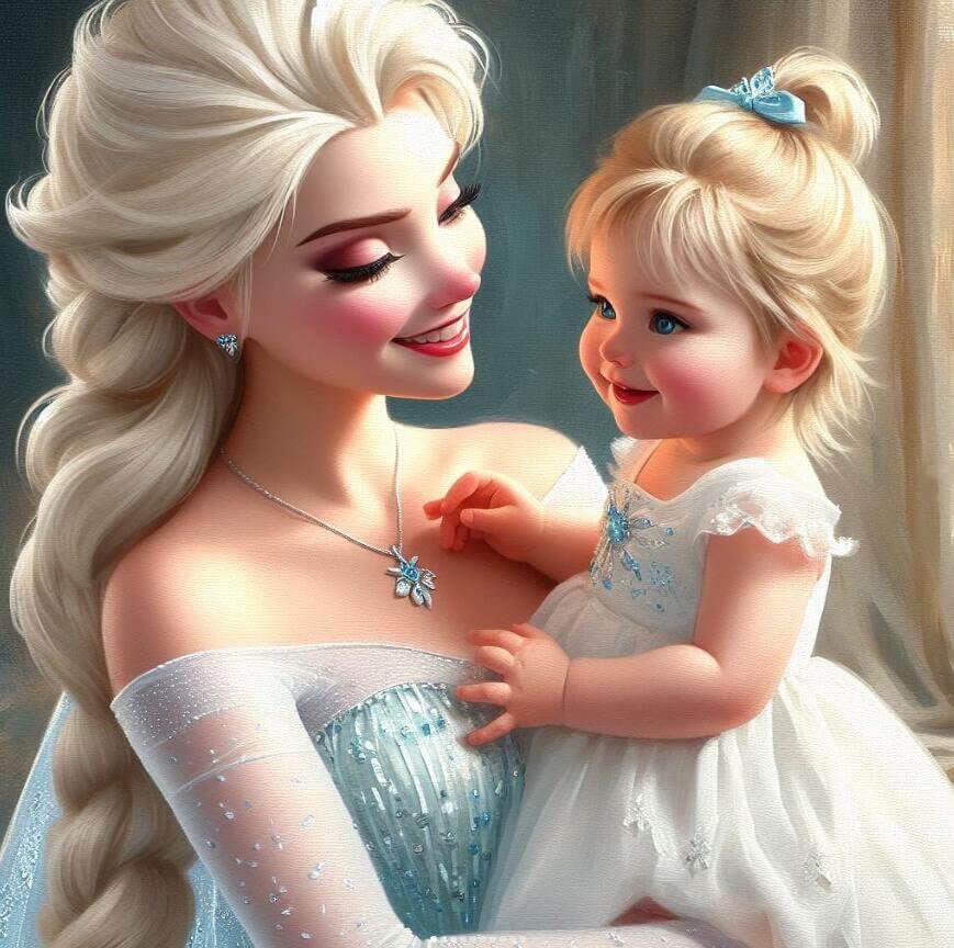 cartoon princess and baby diamond painting kit