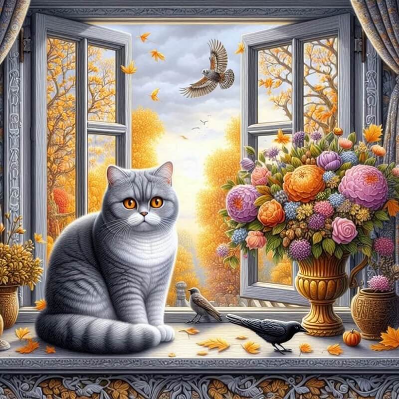 Cat By Window Diamond Art Kit