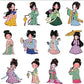 12 PCS Cartoon DIY Diamond Painting Stickers Kit - Chinese Princess