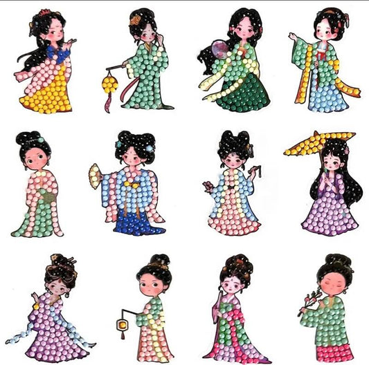 Kit De Pegatinas De Pintura De Diamantes DIY De Dibujos Animados De 12 Piezas - Princesa China