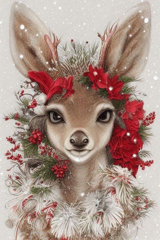 5D DIY Diamond Painting Kit - Full Round / Square - Christmas Deer 40x60cm, 50x75cm, 60x90cm