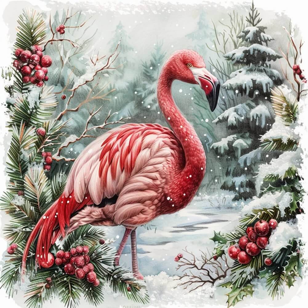 christmas flamingo diamond art kit