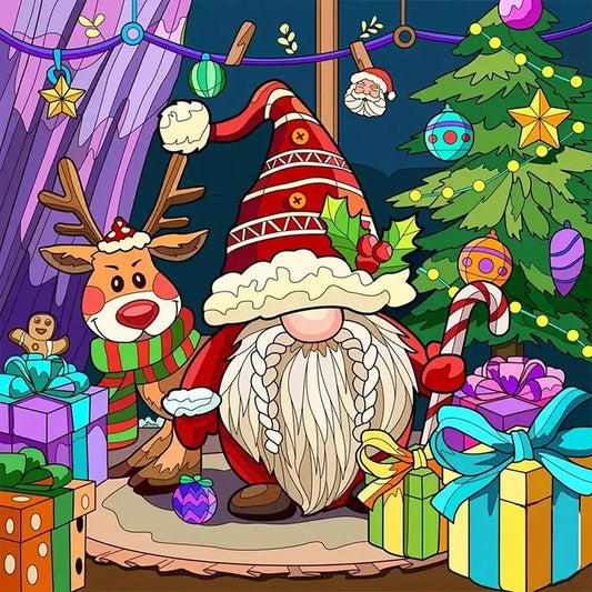 5D DIY Christmas Diamond Painting - Full Round / Square - Gnome with Gifts