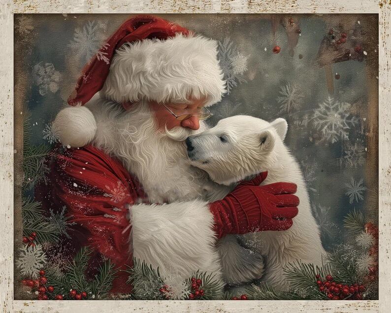 Santa Claus And Dog Diamond Art