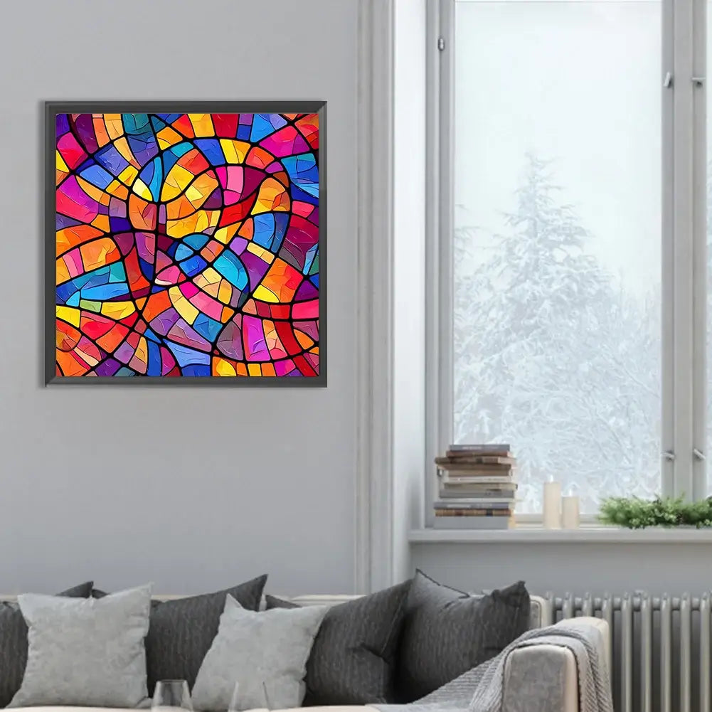 Color Block Stained Glass 5D DIY Diamond Painting Kit